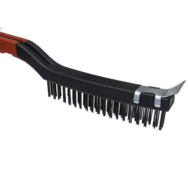 Alt view image 5 of 6 - Hyper Tough Wire Brush with Scraper, Carbon Steel, 3 x 19 Rows