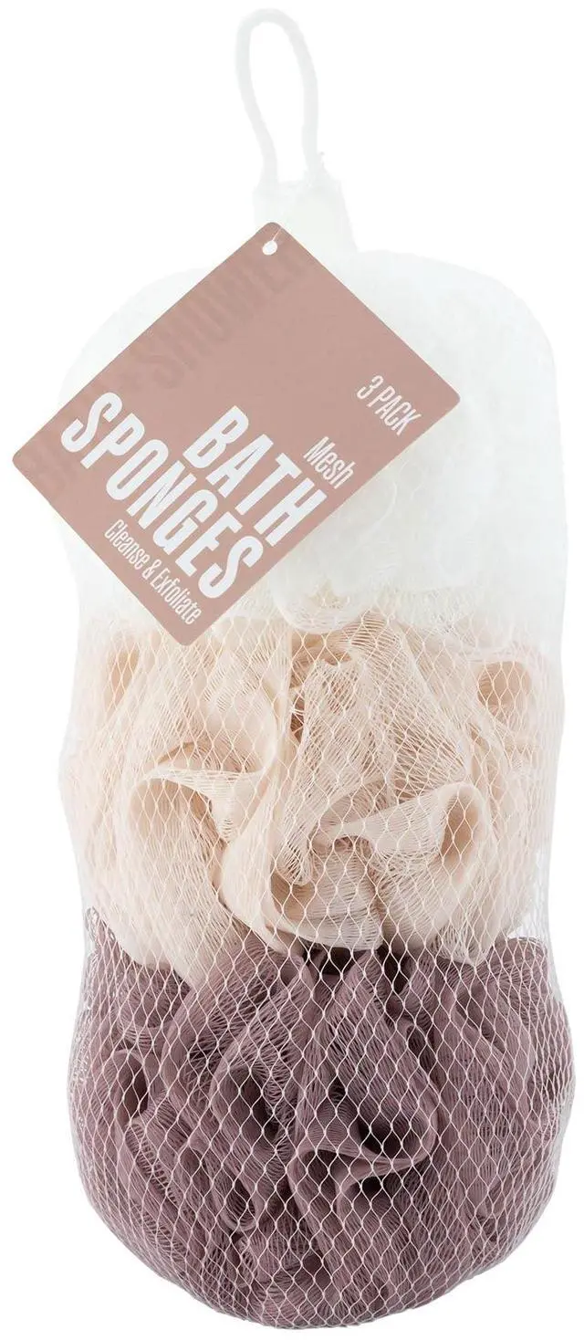 Main image of Equate Mesh Bath Sponges, Multicolor, 3 Count