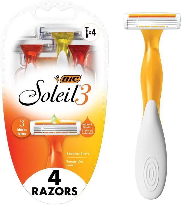 Main image of BIC Soleil 3 Women's 3-Blade Disposable Razors, Dorm Essentials, Ladies Razors, 4-Count
