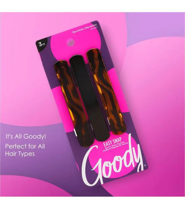 Alt view image 5 of 5 - Goody Classics Easy Snap Small Rounded Hair Barrettes, Black & Tortoise, 3 Count