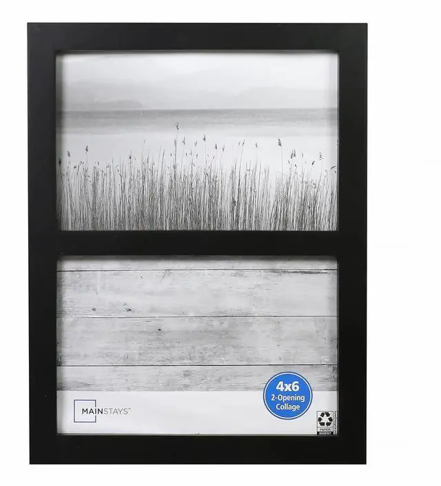 Main image of Mainstays 2-Opening Picture Frame, Holds Two 4 x 6 in Photos, Black Gallery Style