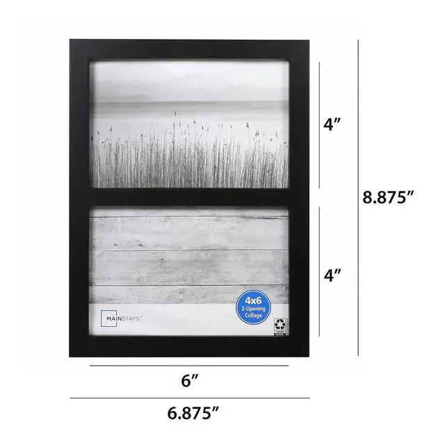 Alt view image 5 of 7 - Mainstays 2-Opening Picture Frame, Holds Two 4 x 6 in Photos, Black Gallery Style