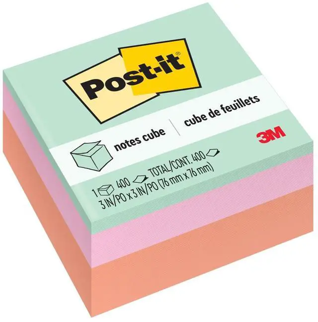 Main image of Post-it Notes Cube, 3 in x 3 in, Pastel Colors, 1 Cube