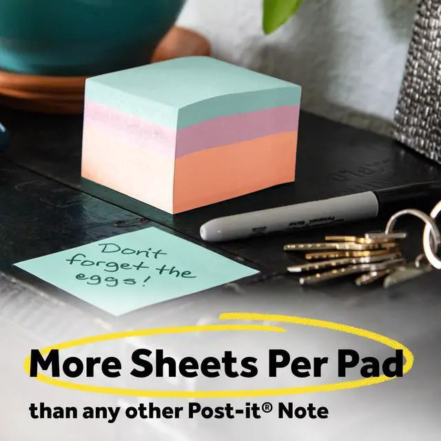 Alt view image 2 of 5 - Post-it Notes Cube, 3 in x 3 in, Pastel Colors, 1 Cube