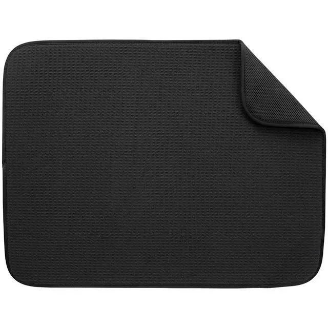 Alt view image 5 of 5 - Mainstays Microfiber Dish Drying Mat, Reversible Quick-Dry Kitchen Countertop Mat, Black