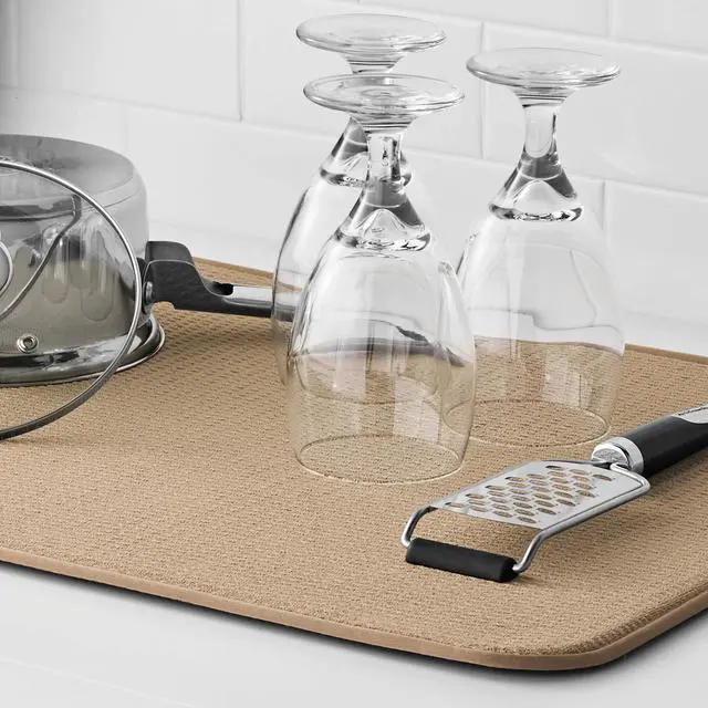 Alt view image 4 of 5 - Mainstays Dish Drying Mat, Absorbent Countertop Drying Mat, 18 in x 24 in, Brown Stone