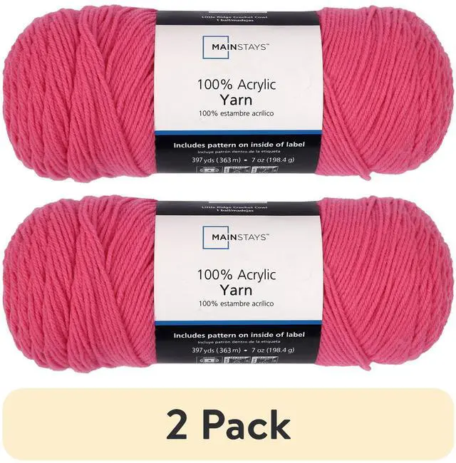 Main image of (2 pack) Mainstays Medium Acrylic Pink Yarn, 7 Oz 397 Yards
