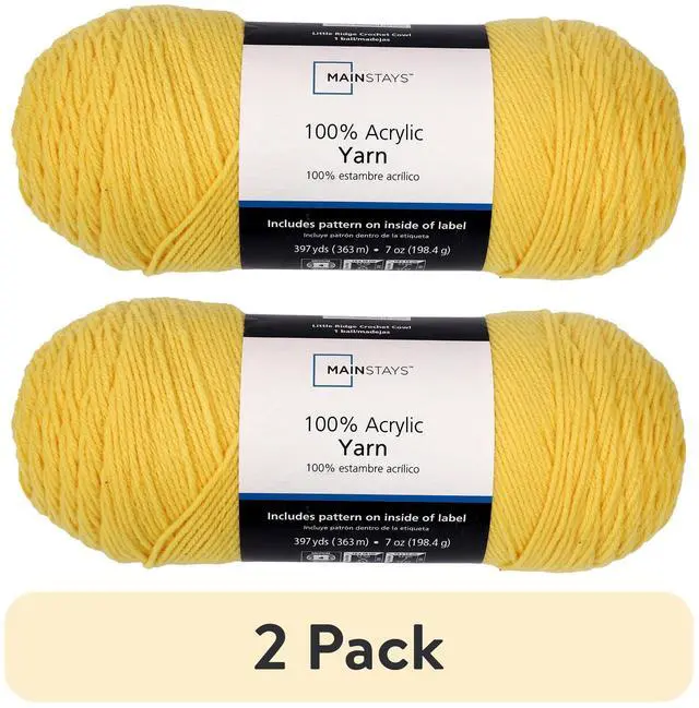 Main image of (2 pack) Mainstays Medium Acrylic Yellow Yarn, 7 Oz 397 Yards