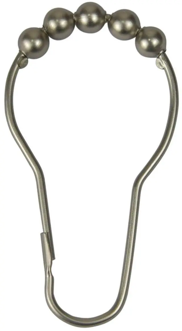 Main image of Mainstays Rollerball Shower Curtain Hooks, 12-Piece Set, Brushed Nickel
