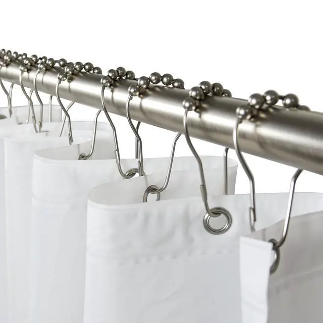 Alt view image 3 of 6 - Mainstays Rollerball Shower Curtain Hooks, 12-Piece Set, Brushed Nickel