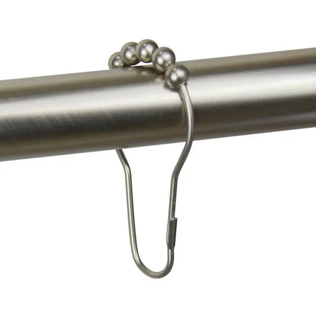 Alt view image 5 of 6 - Mainstays Rollerball Shower Curtain Hooks, 12-Piece Set, Brushed Nickel