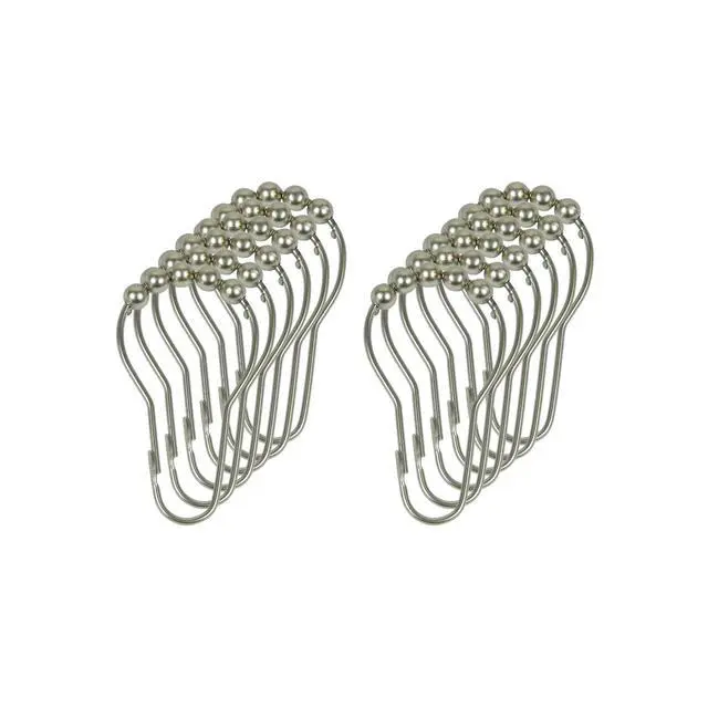 Alt view image 2 of 6 - Mainstays Rollerball Shower Curtain Hooks, 12-Piece Set, Brushed Nickel
