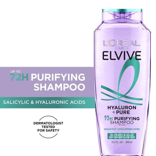 Alt view image 5 of 5 - L'Oreal Paris Elvive Hyaluron Pure Moisturizing Shampoo for Oily Hair, 13.5 fl oz