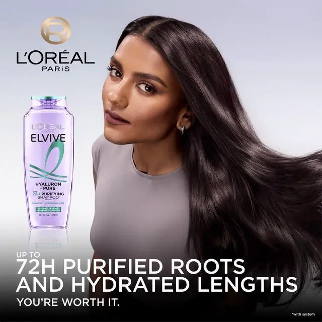 Alt view image 3 of 5 - L'Oreal Paris Elvive Hyaluron Pure Moisturizing Shampoo for Oily Hair, 13.5 fl oz