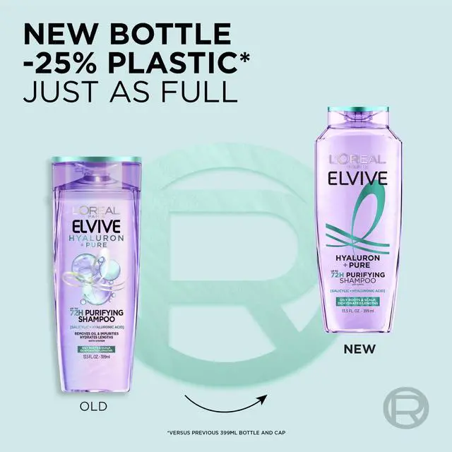 Alt view image 4 of 5 - L'Oreal Paris Elvive Hyaluron Pure Moisturizing Shampoo for Oily Hair, 13.5 fl oz