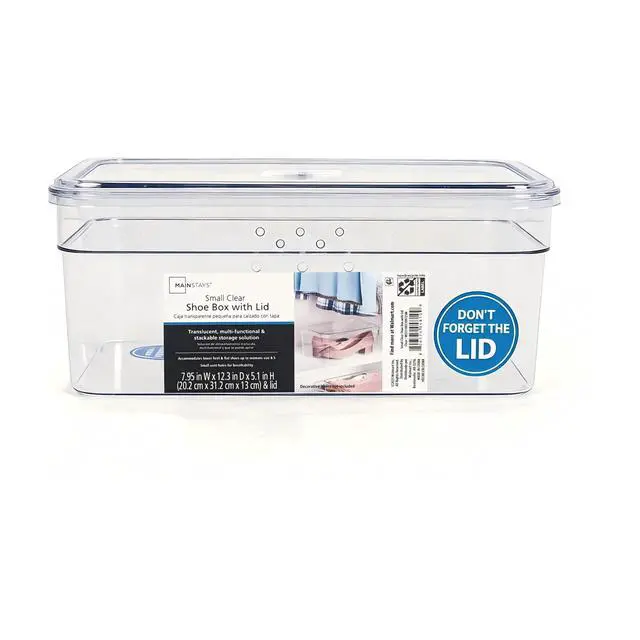 Alt view image 5 of 5 - Mainstays Clear Glossy Plastic Small Shoe Box with Lid