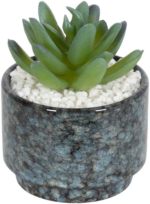 Main image of Mainstays Artificial Crassula Ovata Succulent Plant, 3.9 in, Teal Ceramic Pot