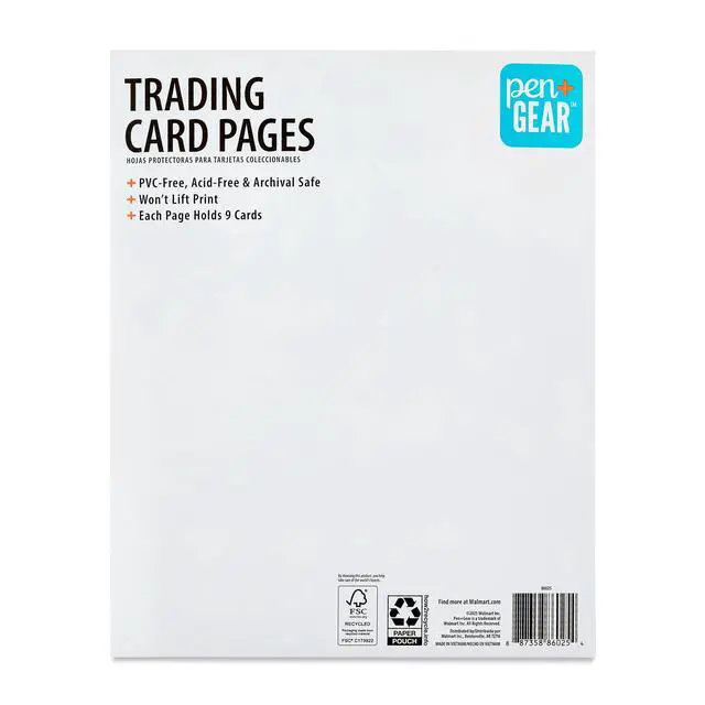 Alt view image 4 of 6 - Pen + Gear 9-Pocket Protective Trading Card Pages, 8.5 in x 11 in, Clear, 10 Count