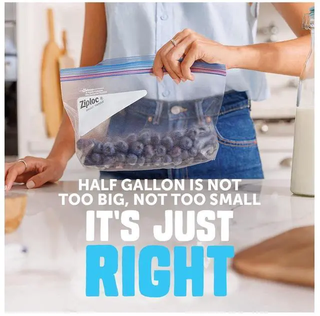 Alt view image 2 of 5 - Ziploc® Brand Freezer Half Gallon Food Storage Bags, Grip 'n Seal Technology, Zipper, 40 Count