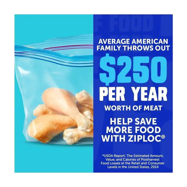 Alt view image 5 of 5 - Ziploc® Brand Freezer Half Gallon Food Storage Bags, Grip 'n Seal Technology, Zipper, 40 Count