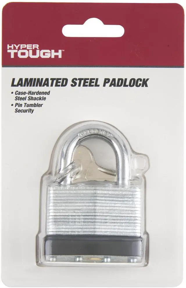 Alt view image 4 of 5 - Hyper Tough 1-3/4 in. (44mm) Laminated Steel Keyed Padlock with 1 in. (25mm) Hardened Steel Shackle