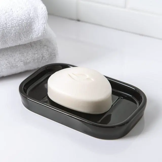 Main image of Mainstays Basic Ceramic Soap Dish, Black