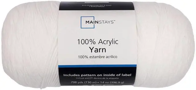 Main image of Mainstays Medium Acrylic Yarn, White, 14 oz, 798 yd
