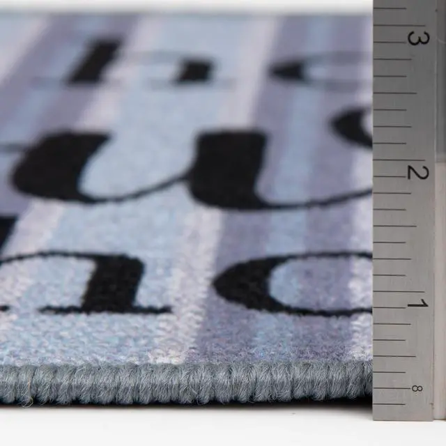Alt view image 5 of 5 - Mainstays Home Sweet Home Striped Indoor Accent Rug, Blue & Gray, 17 in x 30 in