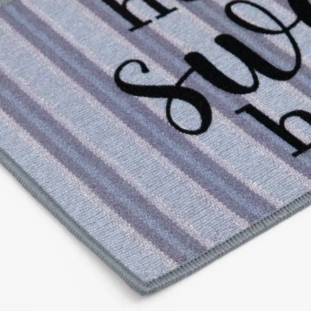 Alt view image 3 of 5 - Mainstays Home Sweet Home Striped Indoor Accent Rug, Blue & Gray, 17 in x 30 in