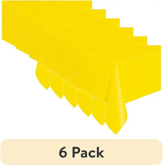 Main image of (6 pack) Way To Celebrate Rectangular Plastic Table Cover, Yellow, 54 in x 108 in, 1 Count