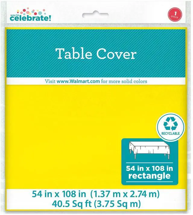 Alt view image 6 of 6 - (6 pack) Way To Celebrate Rectangular Plastic Table Cover, Yellow, 54 in x 108 in, 1 Count