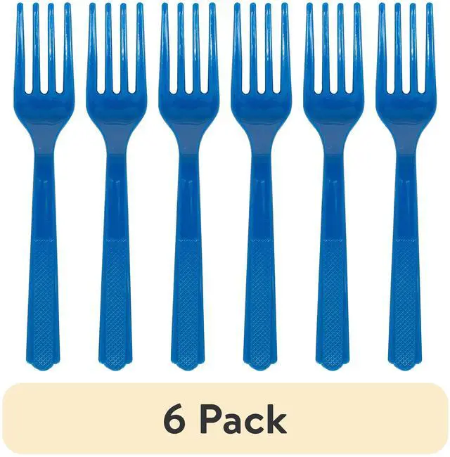 Main image of (6 pack) 24 Count Blue Disposable Plastic Forks by Way To Celebrate