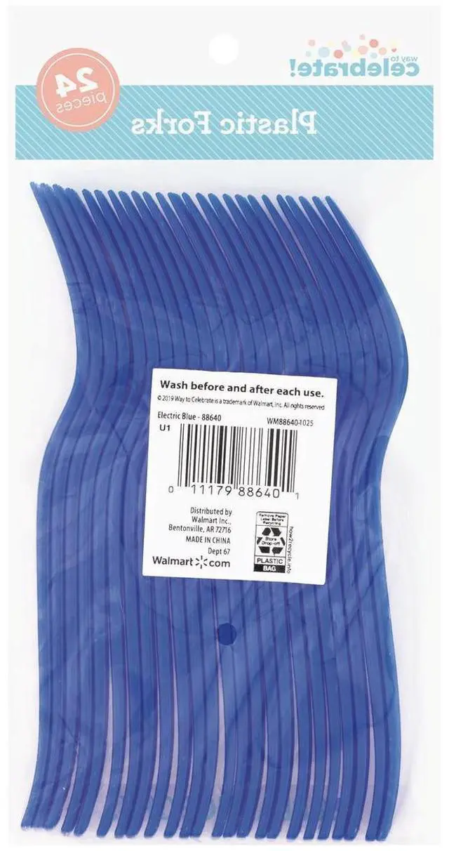 Alt view image 5 of 6 - (6 pack) 24 Count Blue Disposable Plastic Forks by Way To Celebrate