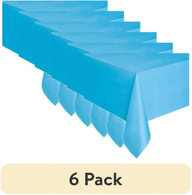 Main image of (6 pack) Way To Celebrate Rectangular Plastic Table Cover, 54 in x 108 in, Light Blue, 1 Count