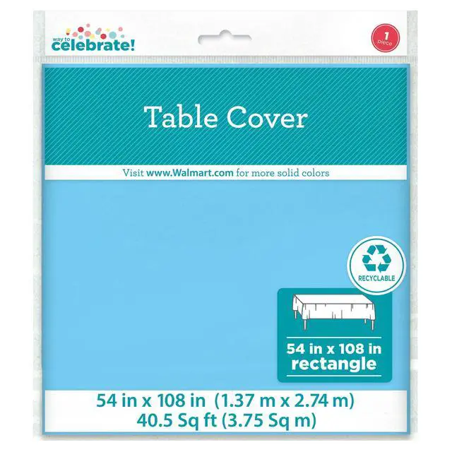 Alt view image 2 of 5 - (6 pack) Way To Celebrate Rectangular Plastic Table Cover, 54 in x 108 in, Light Blue, 1 Count