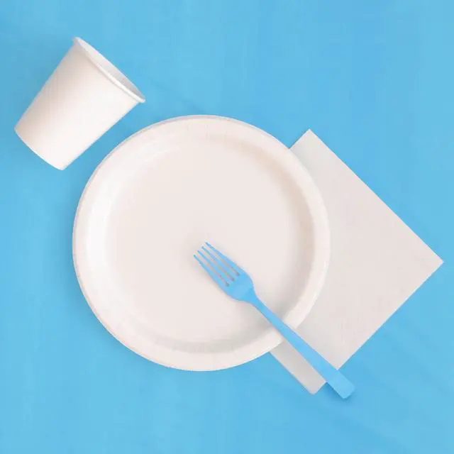 Alt view image 4 of 5 - (6 pack) Way To Celebrate Rectangular Plastic Table Cover, 54 in x 108 in, Light Blue, 1 Count