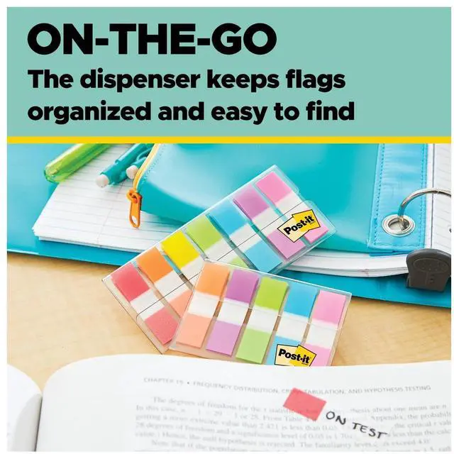 Alt view image 2 of 6 - Post-it Tabs and Flags Combo Pack, 1 in Wide Tabs and .47 in Wide Flags, Assorted Colors, 36 Tabs and 100 Flags