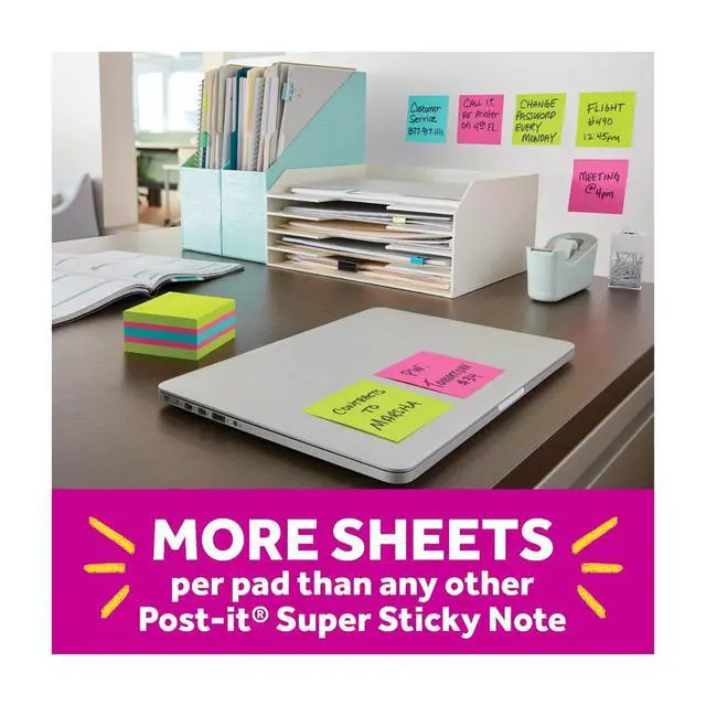 Alt view image 2 of 6 - Post-it Super Sticky Notes Cube, 3 in x 3 in, Bright Colors, 1 Cube