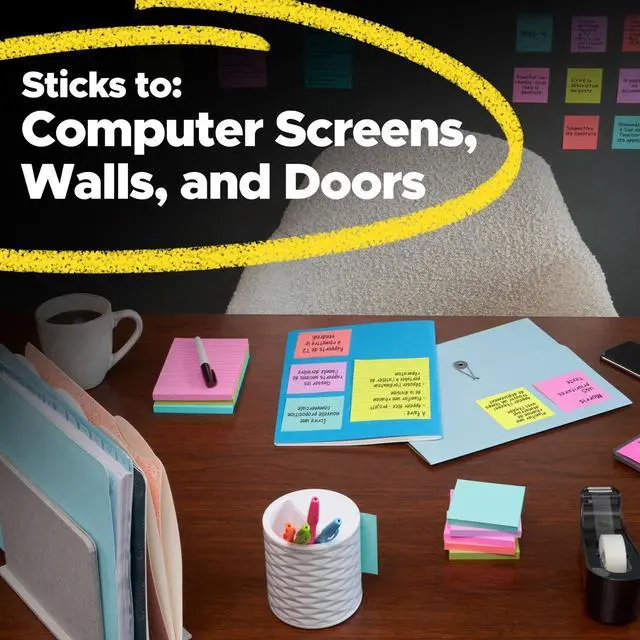 Alt view image 3 of 6 - Post-it Super Sticky Notes Cube, 3 in x 3 in, Bright Colors, 1 Cube