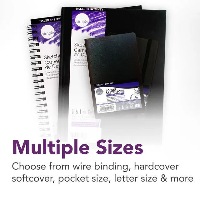 Alt view image 2 of 6 - Daler-Rowney Simply... Sketchbook, Soft White Pages,(65lb/100g), Black Cover, Wire Binding, 80 Sheet, 5.5x8.5 inch, 1 Count