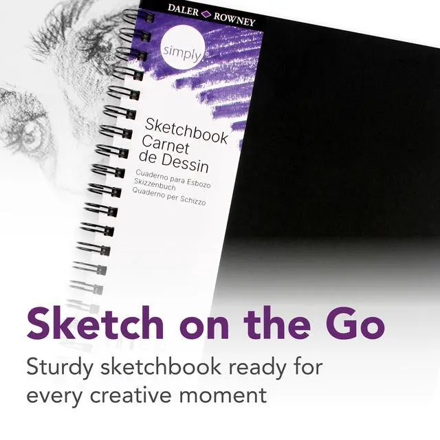 Alt view image 6 of 6 - Daler-Rowney Simply... Sketchbook, Soft White Pages,(65lb/100g), Black Cover, Wire Binding, 80 Sheet, 5.5x8.5 inch, 1 Count