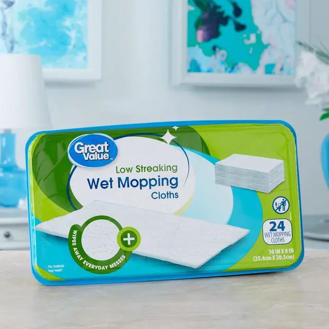 Alt view image 3 of 6 - Great Value Low Streaking Wet Mopping Cloths, 24 Count