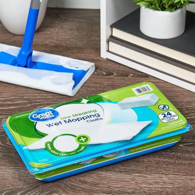 Alt view image 5 of 6 - Great Value Low Streaking Wet Mopping Cloths, 24 Count