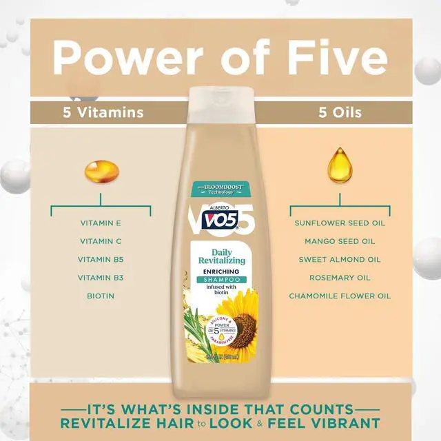 Alt view image 2 of 5 - (6 pack) Alberto VO5 Daily Revitalizing Enriching Shampoo with Biotin, Vitamin-Enriched, Paraben Free Formula for Strong, Healthy Hair