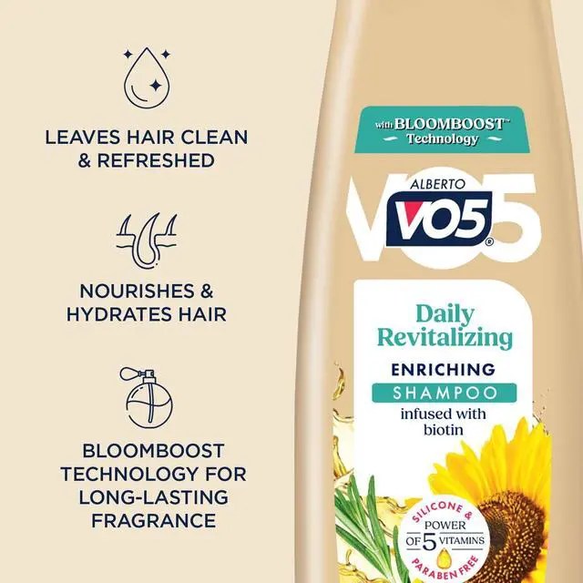 Alt view image 4 of 5 - (6 pack) Alberto VO5 Daily Revitalizing Enriching Shampoo with Biotin, Vitamin-Enriched, Paraben Free Formula for Strong, Healthy Hair
