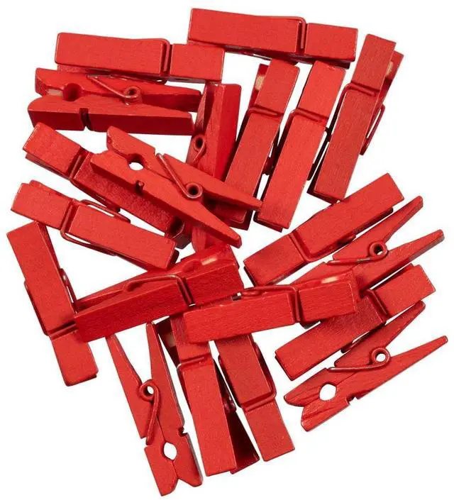 Main image of JAM Paper Wood Clip Clothespins, Red, 1 3/8in, 20 per Pack