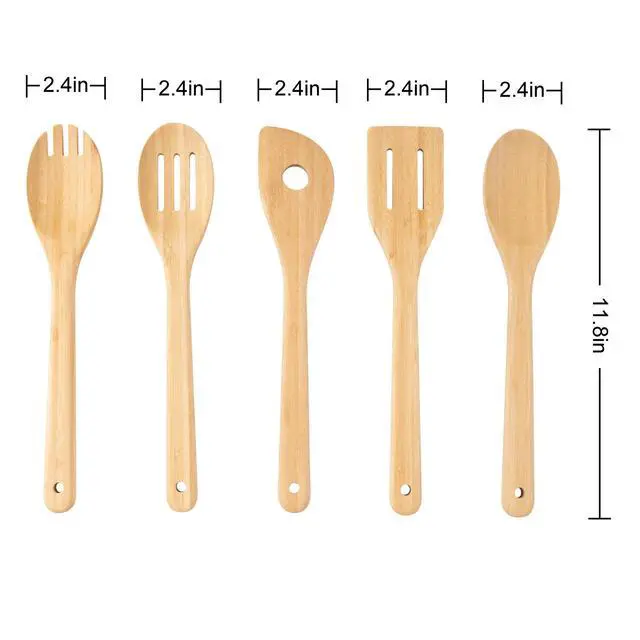 Alt view image 2 of 5 - Mainstays 5pk Bamboo Spoons for Cooking, Kitchen Essential Tools Set