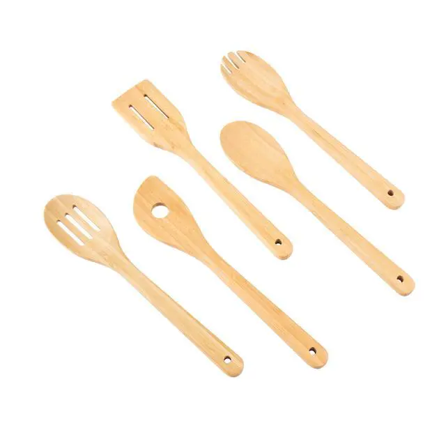 Alt view image 5 of 5 - Mainstays 5pk Bamboo Spoons for Cooking, Kitchen Essential Tools Set