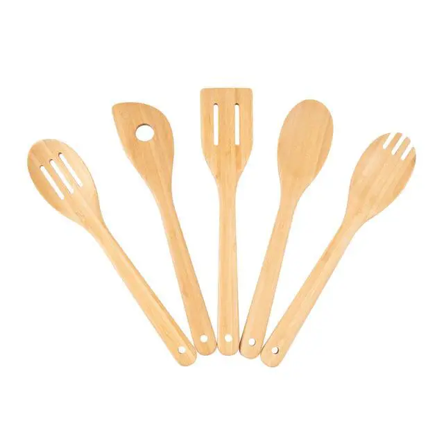 Alt view image 3 of 5 - Mainstays 5pk Bamboo Spoons for Cooking, Kitchen Essential Tools Set