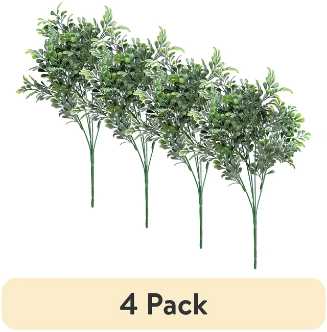 Main image of (4 pack) Mainstays 14.2" Green Artificial Boxwood Leaf Pick